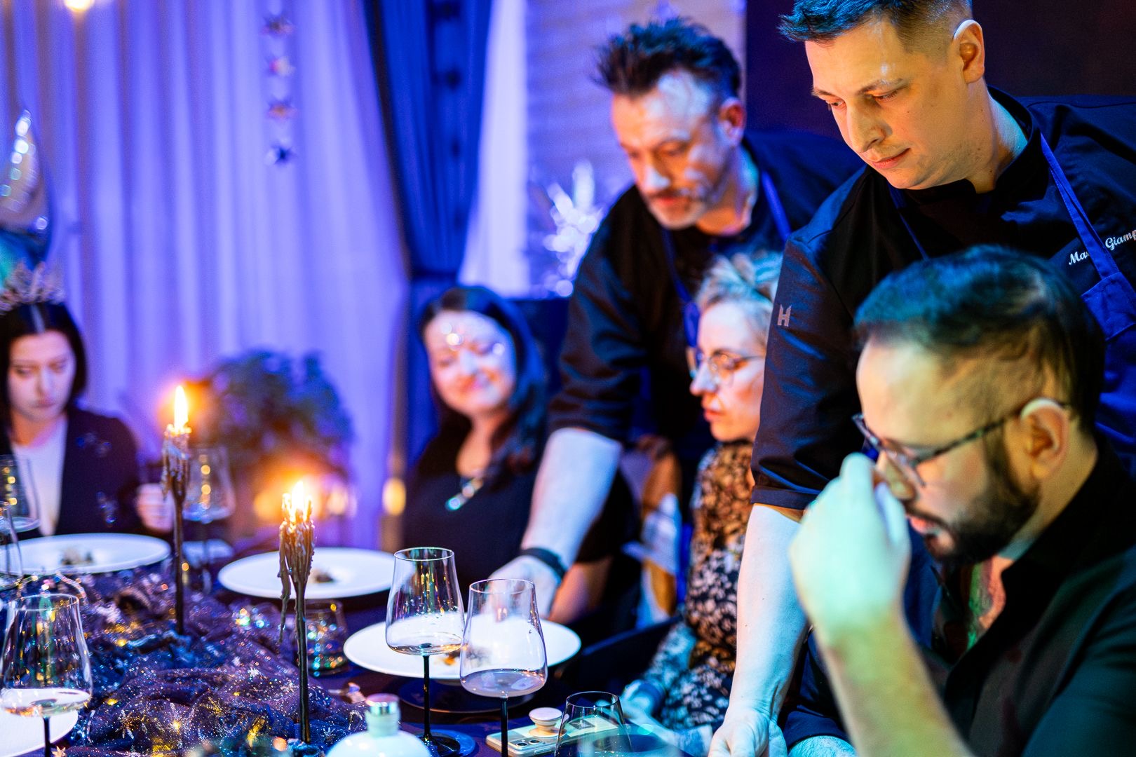 Chef plating during a private dinner